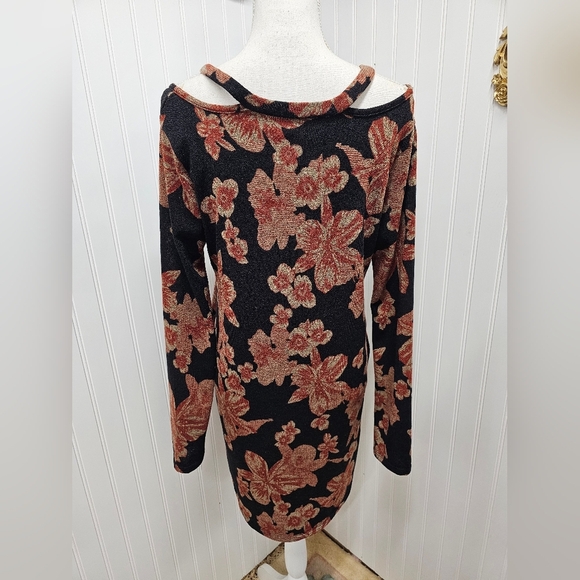 Floral Black and Brown Women's Dress MTS M - Picture 3 of 4